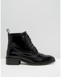 schwarze Lederstiefel von Asos