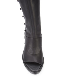 schwarze Lederstiefel von Ann Demeulemeester