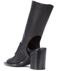 schwarze Lederstiefel von Ann Demeulemeester