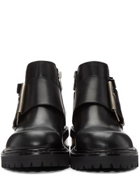 schwarze Lederstiefel von Maison Margiela