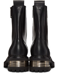 schwarze Lederstiefel von Maison Margiela