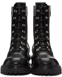 schwarze Lederstiefel von Maison Margiela