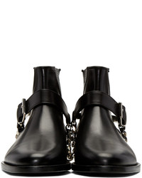 schwarze Lederstiefel von Balmain