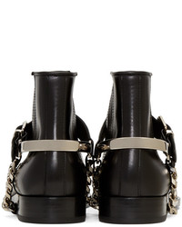 schwarze Lederstiefel von Balmain