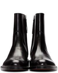 schwarze Lederstiefel von Jil Sander