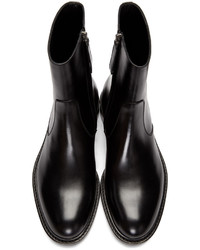 schwarze Lederstiefel von Jil Sander