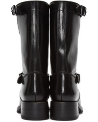 schwarze Lederstiefel von DSQUARED2