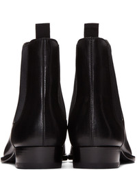 schwarze Lederstiefel von Saint Laurent