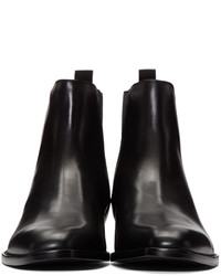 schwarze Lederstiefel von Saint Laurent