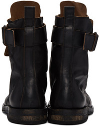 schwarze Lederstiefel von Ann Demeulemeester