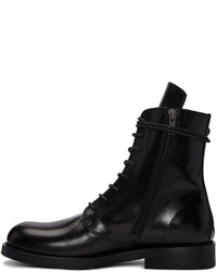 schwarze Lederstiefel von Ann Demeulemeester