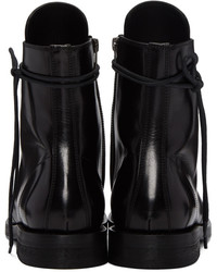 schwarze Lederstiefel von Ann Demeulemeester