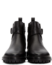 schwarze Lederstiefel von Lanvin