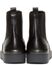 schwarze Lederstiefel von Calvin Klein Collection