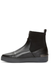 schwarze Lederstiefel von Calvin Klein Collection