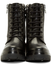 schwarze Lederstiefel von Moncler