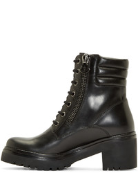 schwarze Lederstiefel von Moncler