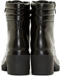 schwarze Lederstiefel von Moncler