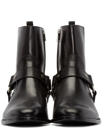 schwarze Lederstiefel von Saint Laurent