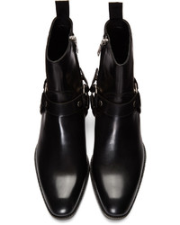 schwarze Lederstiefel von Saint Laurent