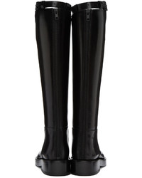 schwarze Lederstiefel von Ann Demeulemeester