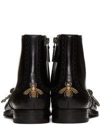 schwarze Lederstiefel von Gucci