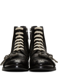 schwarze Lederstiefel von Gucci