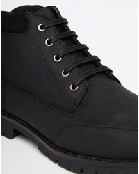 schwarze Lederstiefel von Asos