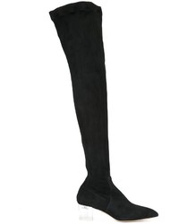 schwarze Lederstiefel von Charlotte Olympia