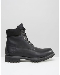 schwarze Lederstiefel von Timberland