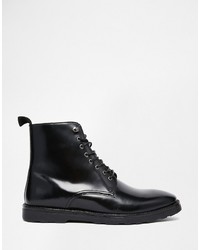 schwarze Lederstiefel von Asos