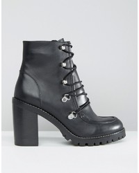 schwarze Lederstiefel von Asos