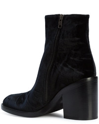 schwarze Lederstiefel von Ann Demeulemeester