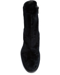 schwarze Lederstiefel von Ann Demeulemeester