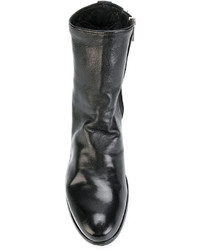 schwarze Lederstiefel von Officine Creative