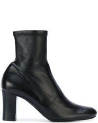 schwarze Lederstiefel von Jil Sander