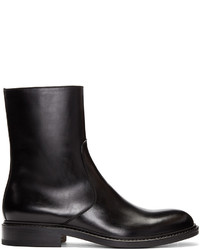 schwarze Lederstiefel von Jil Sander