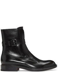 schwarze Lederstiefel von Jil Sander