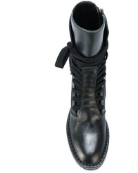 schwarze Lederstiefel von Ann Demeulemeester