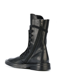 schwarze Lederstiefel von Ann Demeulemeester