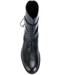 schwarze Lederstiefel von Ann Demeulemeester