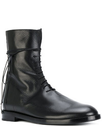 schwarze Lederstiefel von Ann Demeulemeester