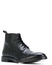 schwarze Lederstiefel von Paul Smith