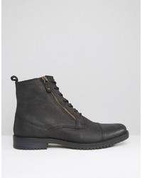 schwarze Lederstiefel von Asos