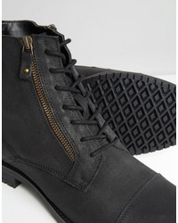 schwarze Lederstiefel von Asos