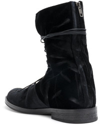 schwarze Lederstiefel von Ann Demeulemeester