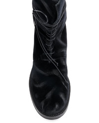 schwarze Lederstiefel von Ann Demeulemeester