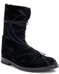 schwarze Lederstiefel von Ann Demeulemeester