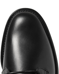 schwarze Lederstiefel von Saint Laurent