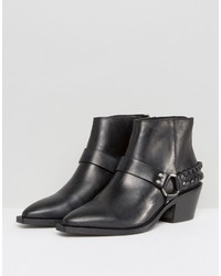 schwarze Lederstiefel von AllSaints